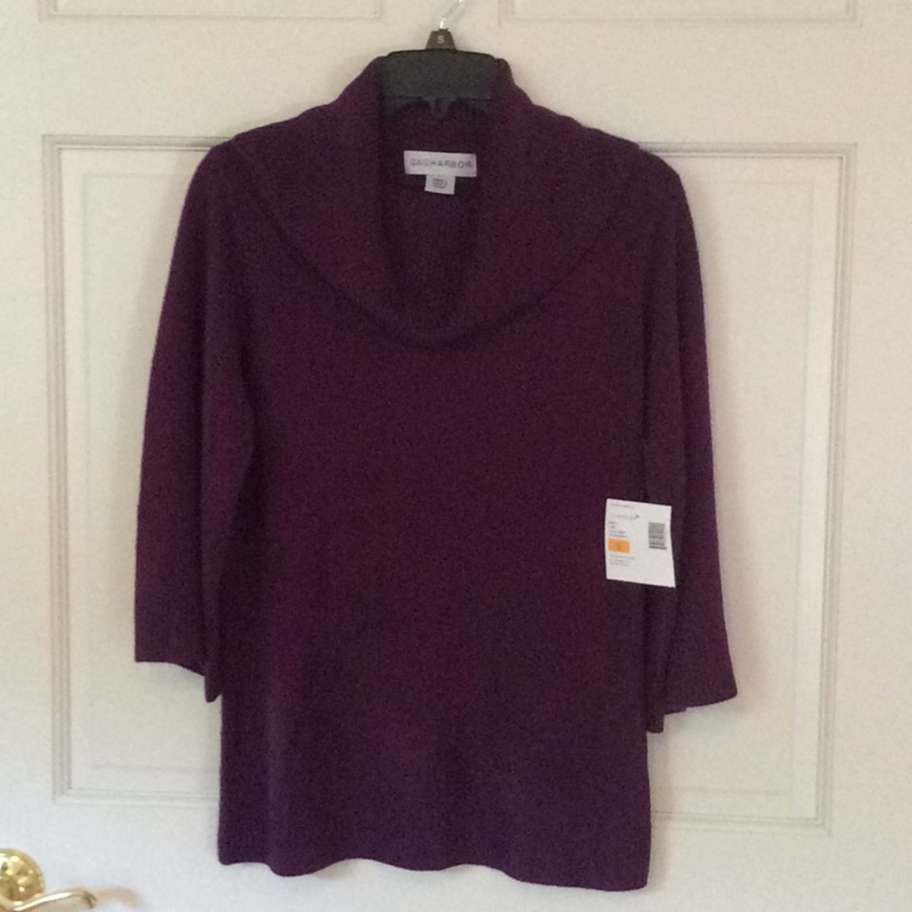 NWT Sag Harbor Purple Sweater Small 3/4 Sleeve